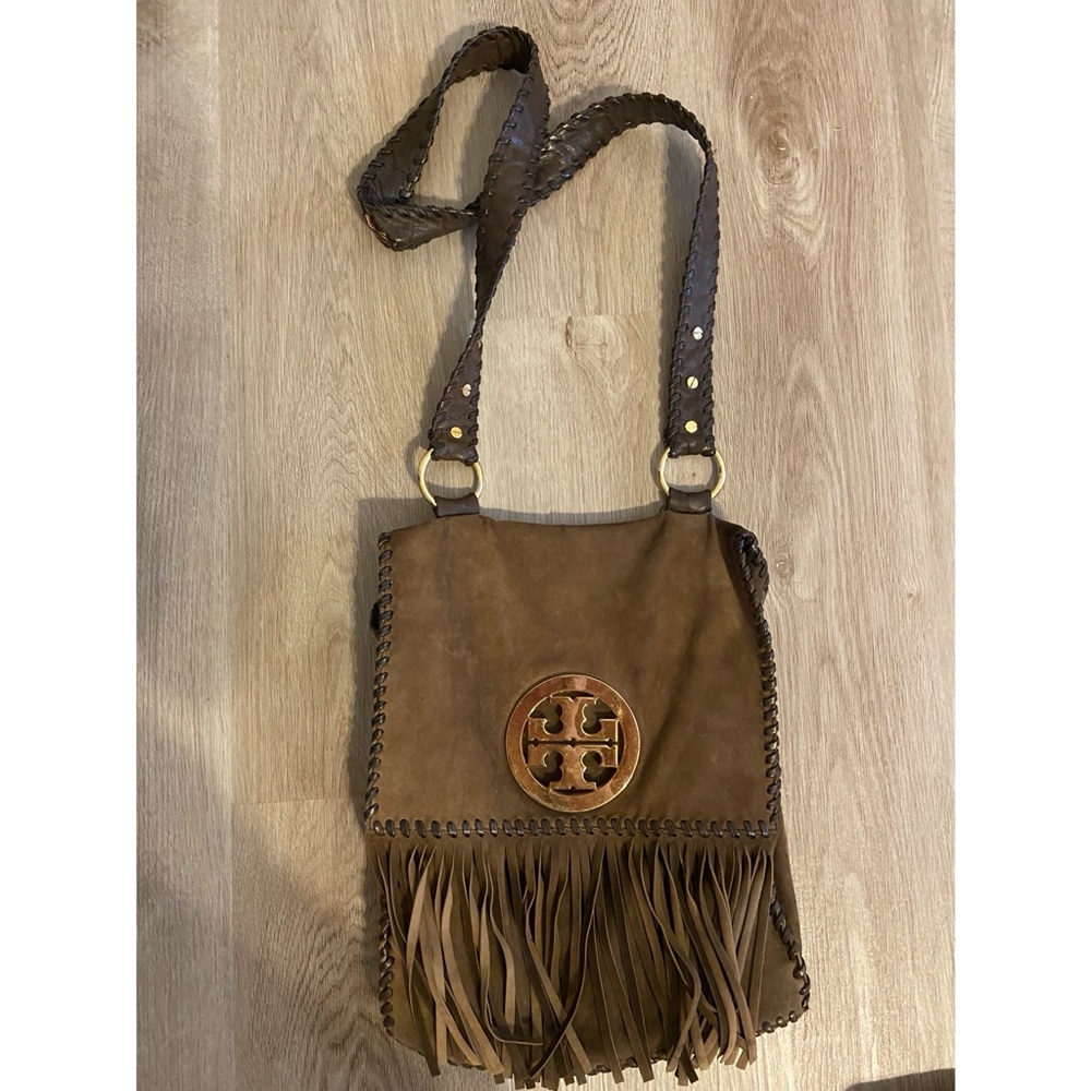 Tory Burch Suede Fringe Brown Crossbody Bag